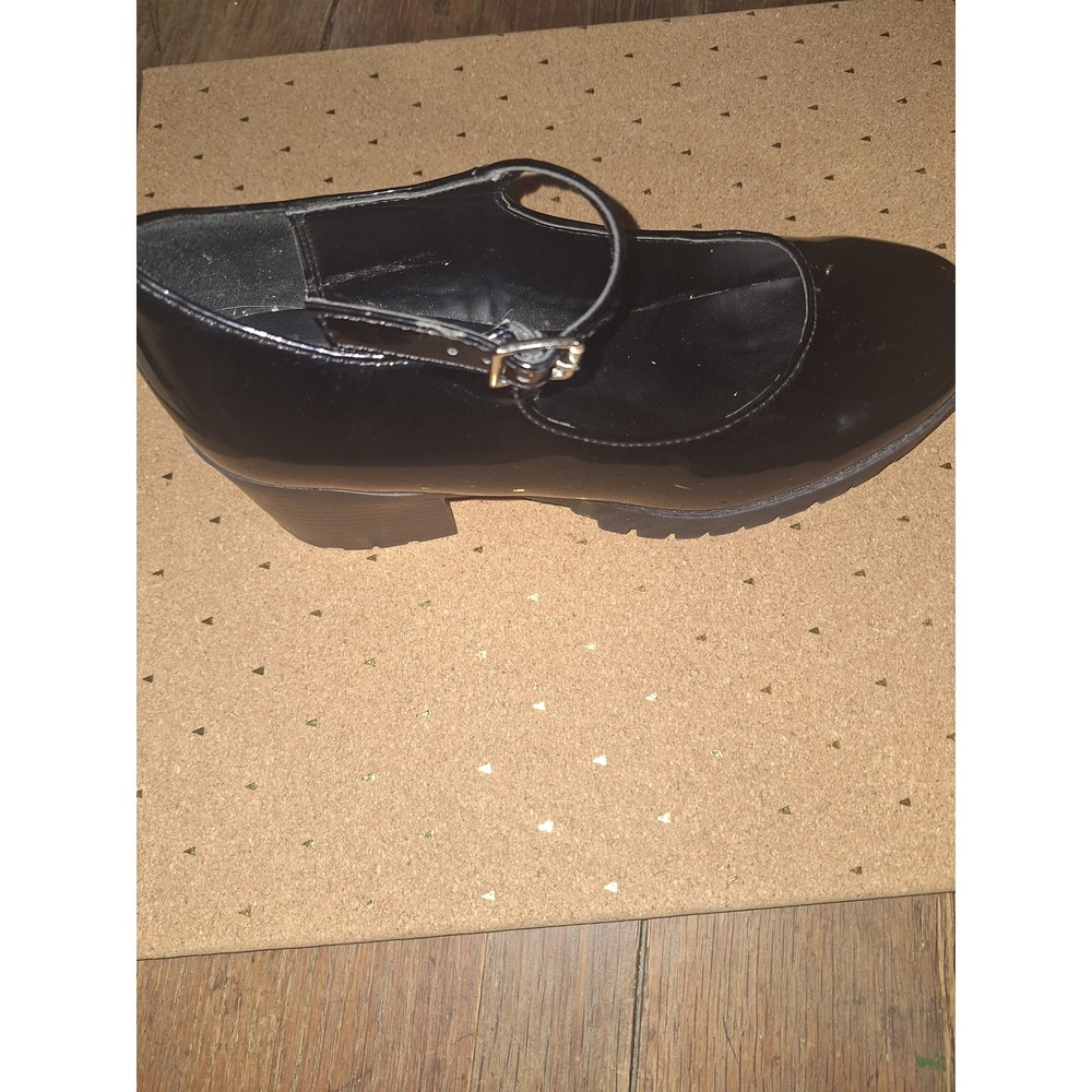 Soda Black Patent Mary Jane Shoes Chunky Block Heel Lug Sole Platform Size 7 - Picture 4 of 4